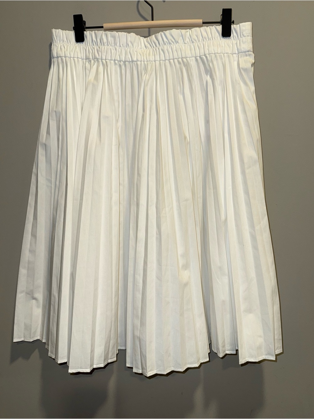 J. Crew White Pleated Skater Skirt